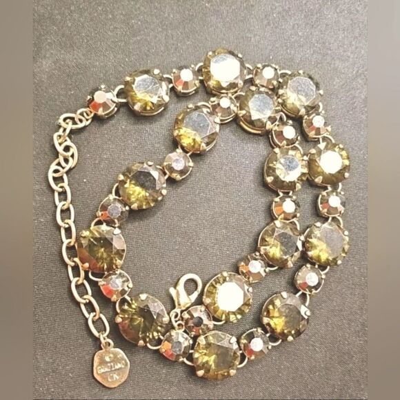 R.J. Graziano Jewelry - Graziano Glass Faceted Prong Greenish Smokey Quartz Color Necklace 20"